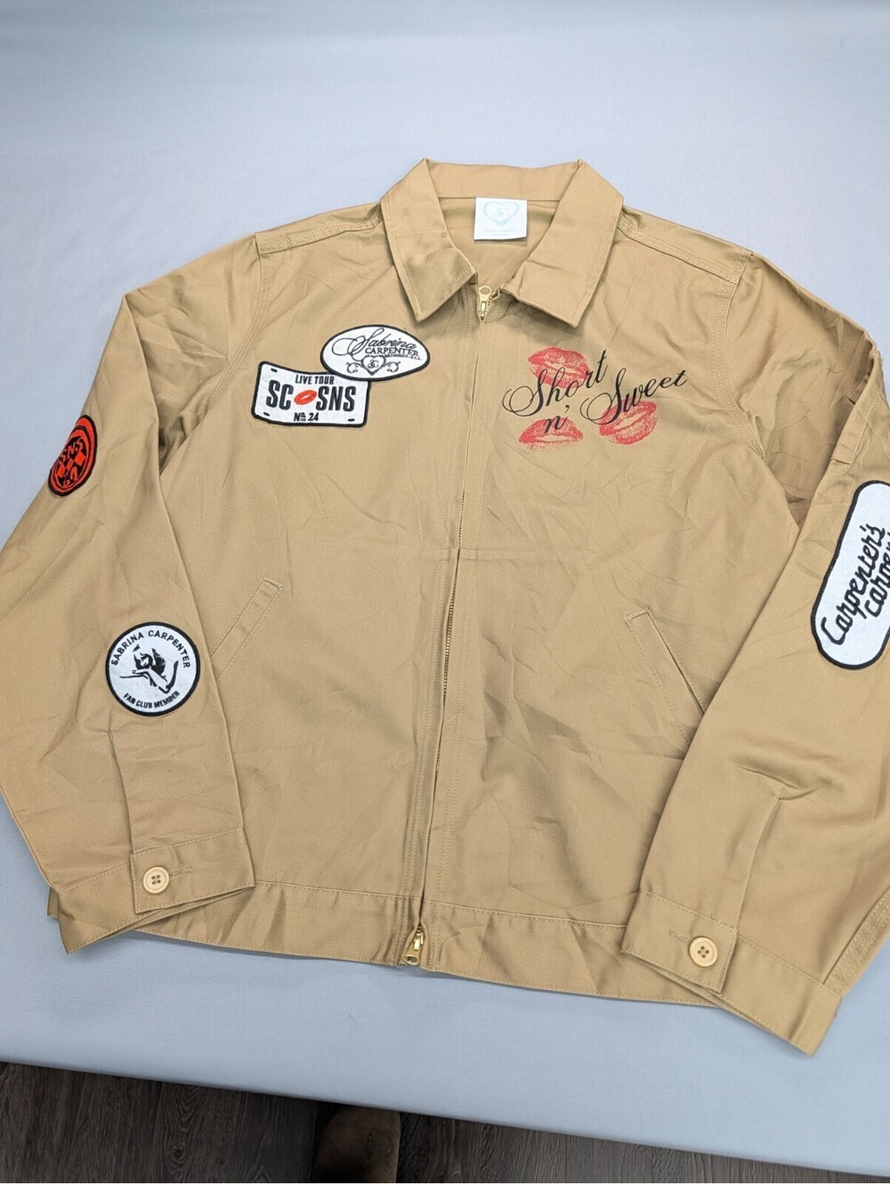 Sabrina Carpenter Tour Jacket Tan Short n Sweet Large Patch